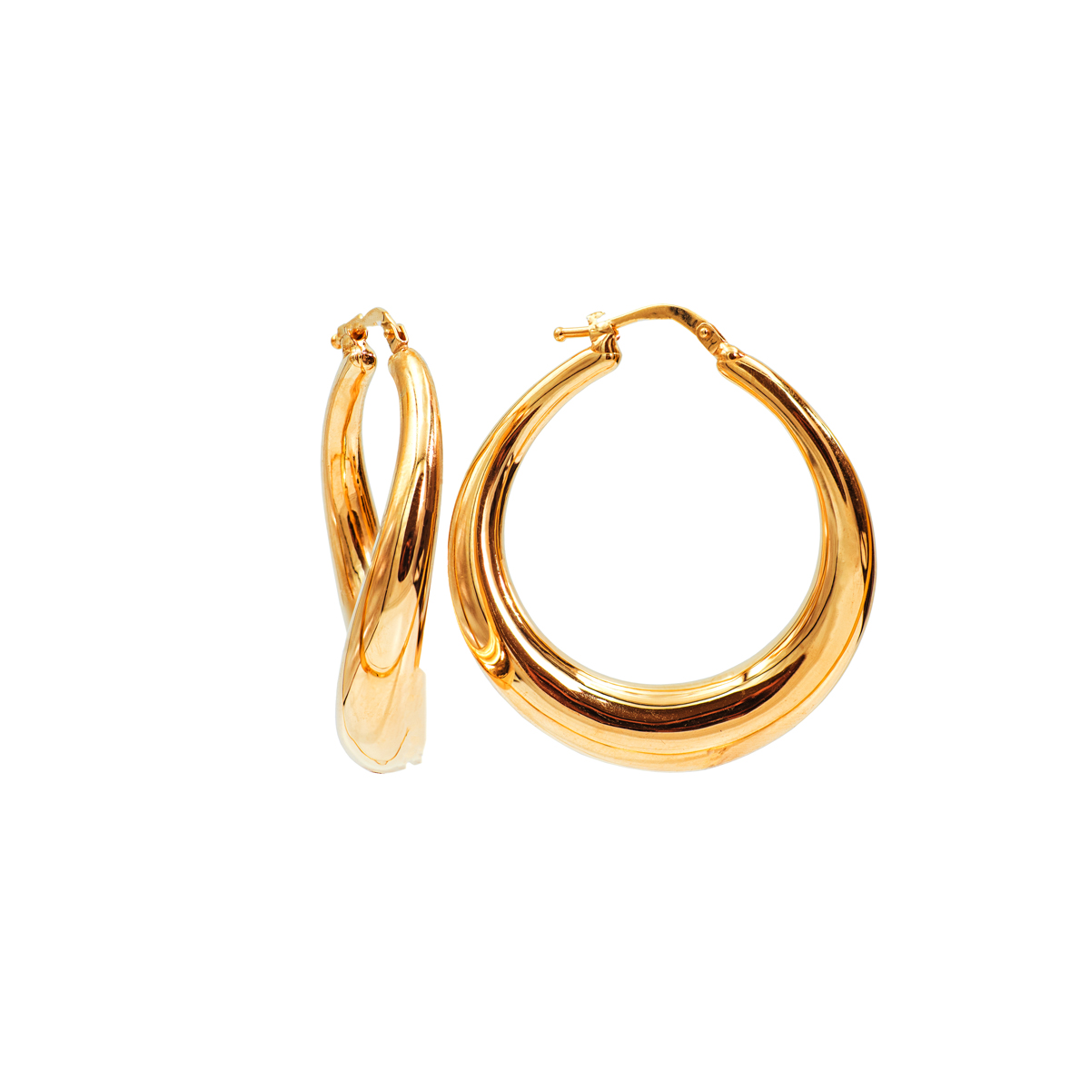 Twisted Cresent Hoop Earrings in 14k Yellow Gold