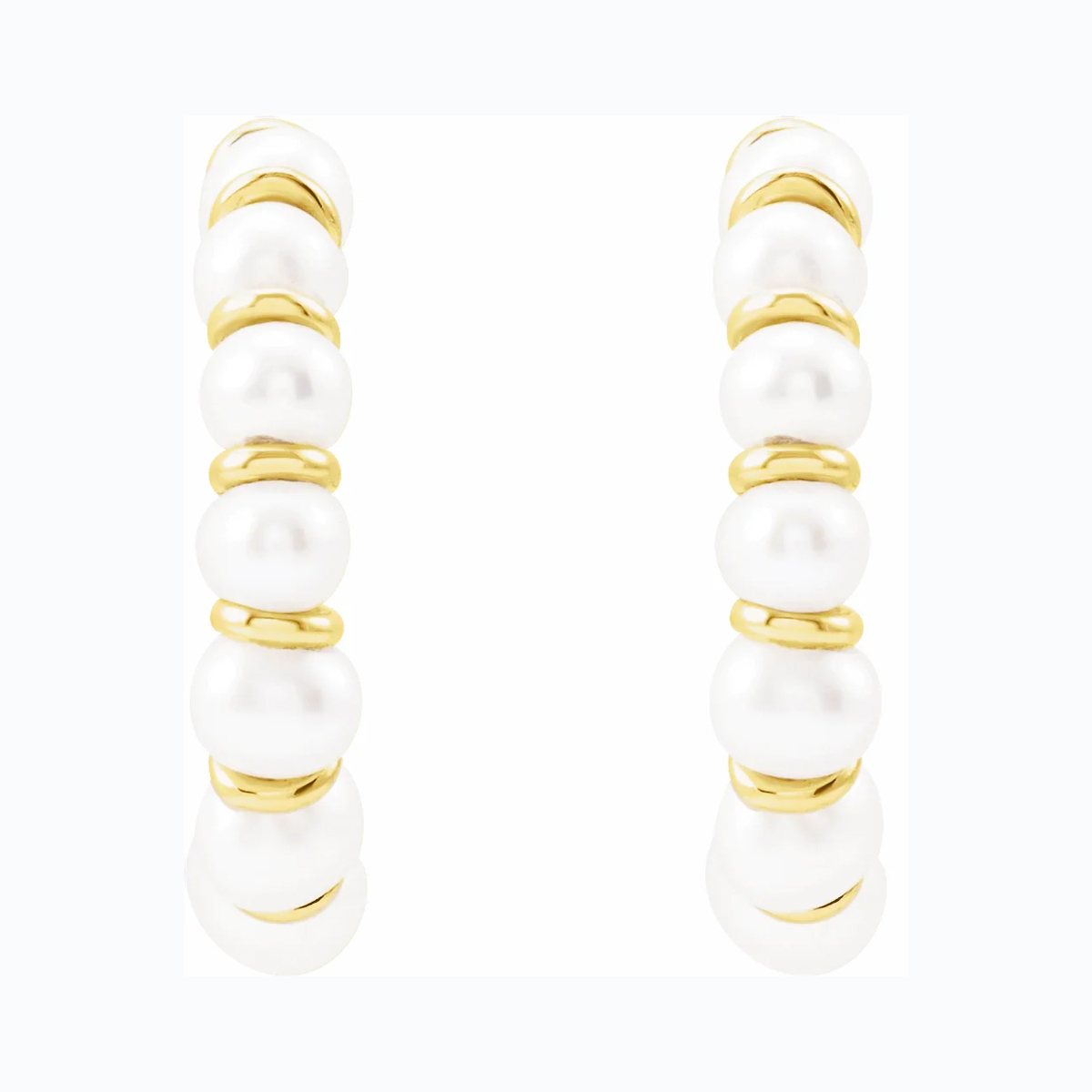 Pearl Hoop Earrings, 14k Yellow Gold