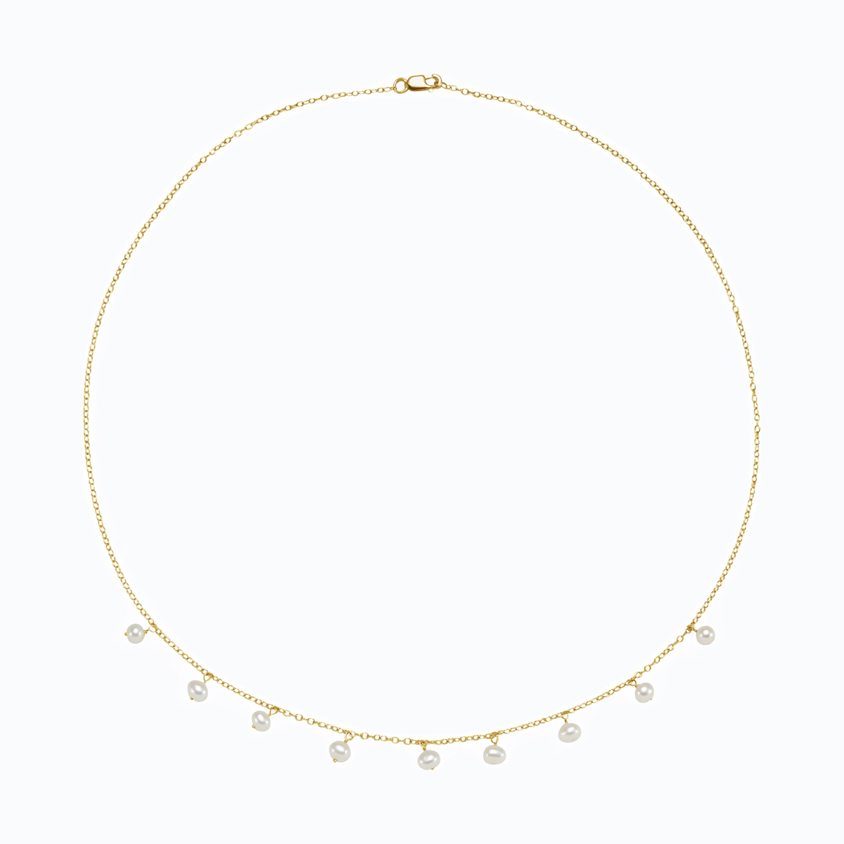 Pearl Drops Necklace, 14k Yellow Gold