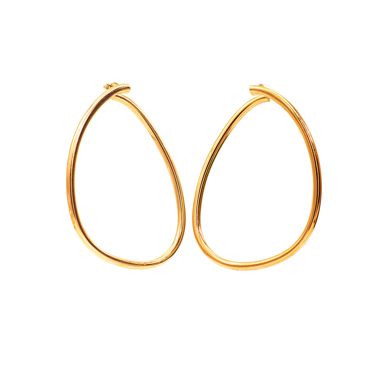 Curved Tube Door Knocker Earrings in 14k Yellow Gold