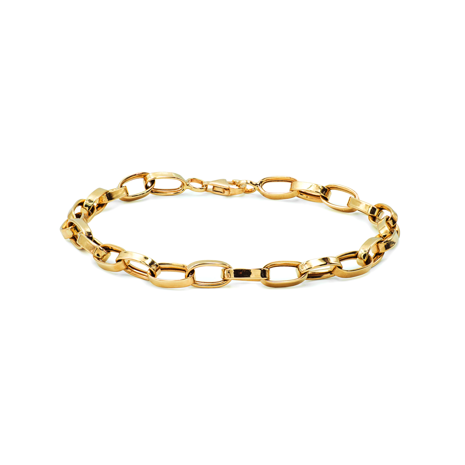 Flat Cable Link Bracelet in 14k Yellow Gold