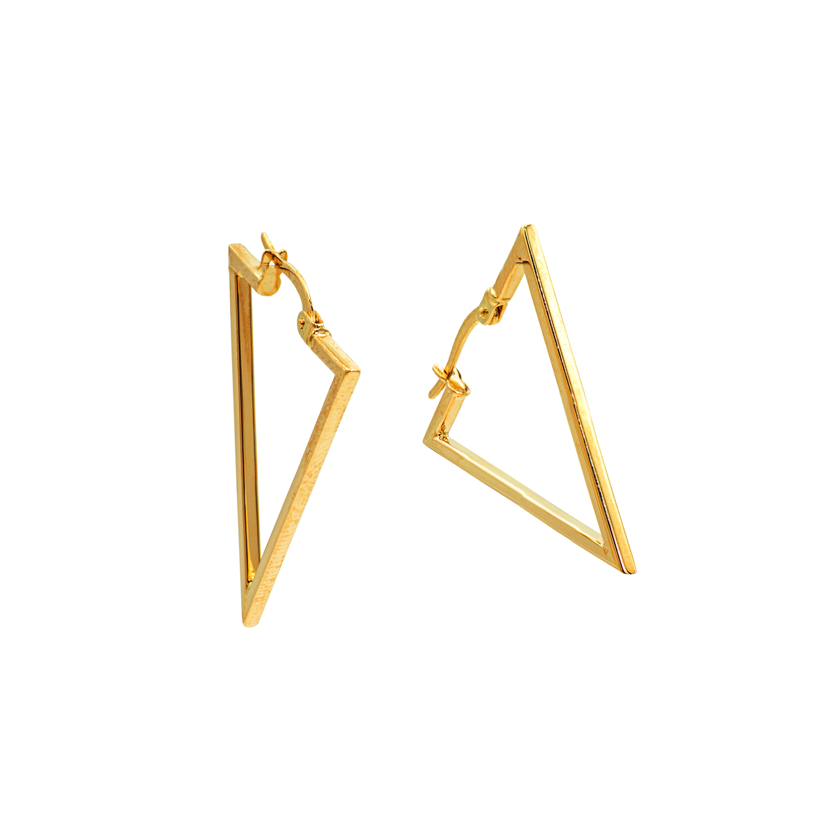 Triangle Hoop Earrings in 14K Yellow Gold