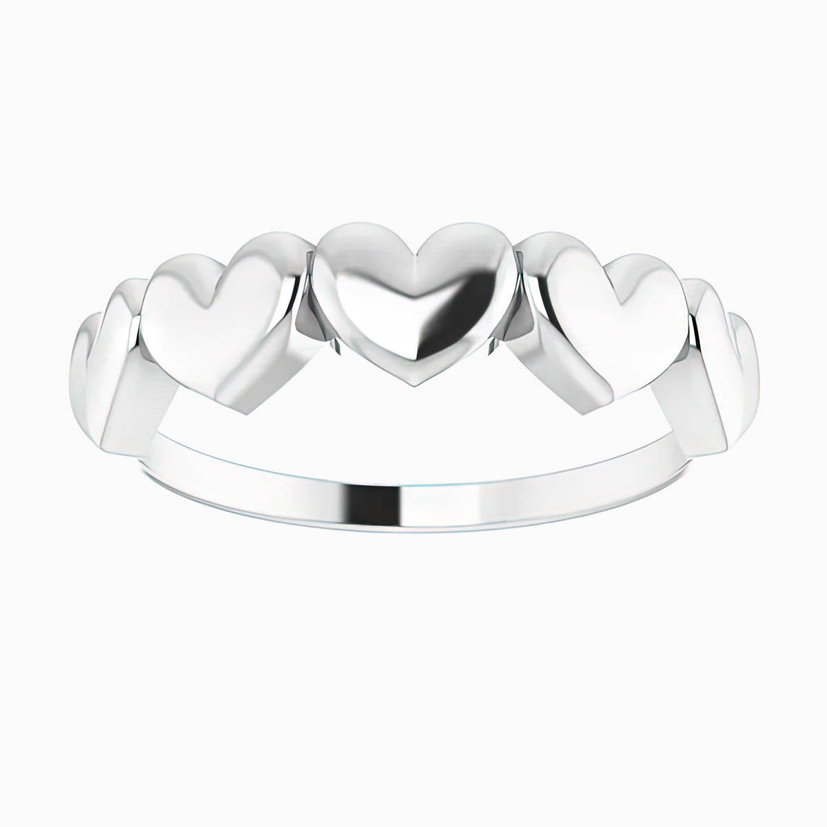 Five Golden Hearts Motif Ring, 14k