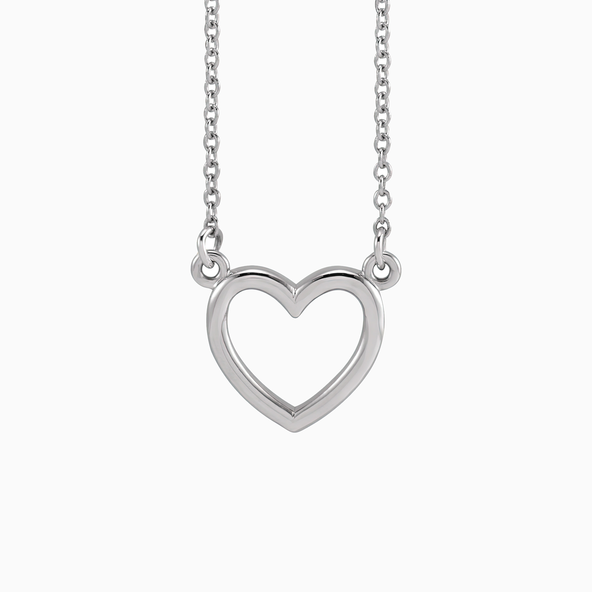 Gold Open Heart Necklace, 14k Gold